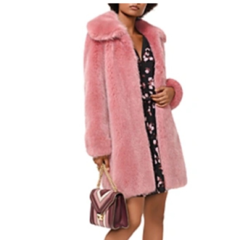 Michael Kors Faux Fur Coat in Dusty Rose